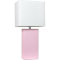 Elegant Garden Design Elegant Designs LT1025-BPK Modern Leather Table Lamp - Blush Pink with White Fabric Shade LT1025-BPK
